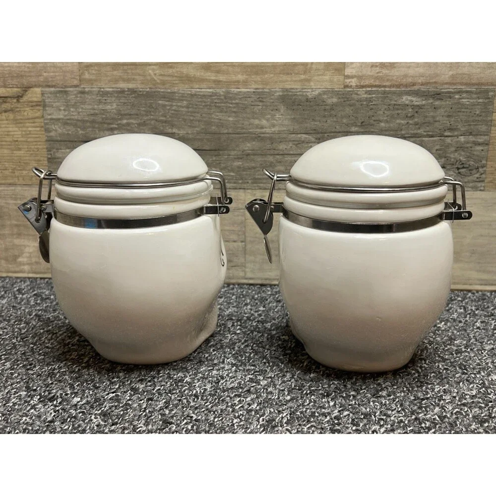 Day of the Dead Sugar Skull Ceramic Skull Ceramic Hinged Canister Cookie Jar Set